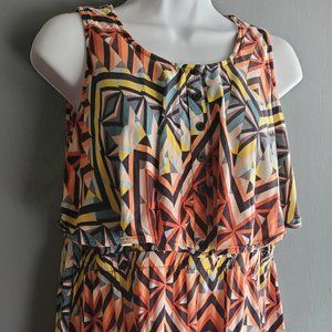 Multicolor Lightweight Summer Dress with Overhang